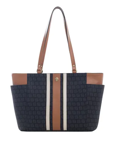 Bolsa Tiracolo Milano Preto/Marfim/Caramelo Grande 80007.26