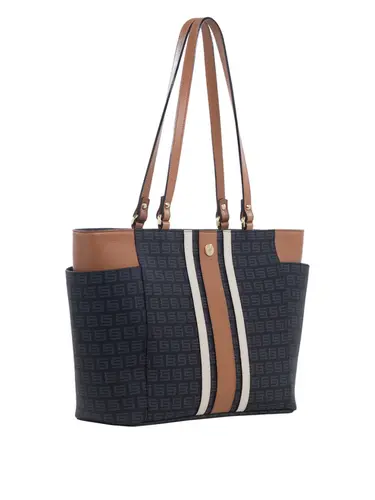 Bolsa Tiracolo Milano Preto/Marfim/Caramelo Grande 80007.26