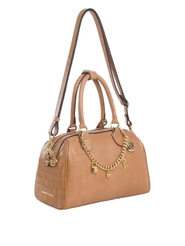 Bolsa Transversal Couro Croco Bege Medio 70007.26