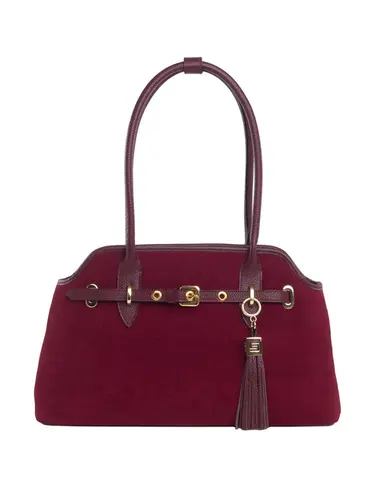 Bolsa Tiracolo Couro Camurça Bordo Grande 70042.26