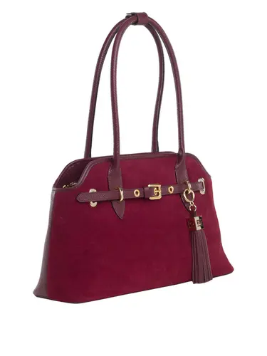 Bolsa Tiracolo Couro Camurça Bordo Grande 70042.26