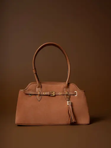 Bolsa Tiracolo Couro Camurça Caramelo Grande 70042.26