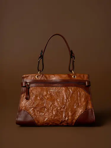 Bolsa Tiracolo Couro Plisse Toffee Medio 70029.26