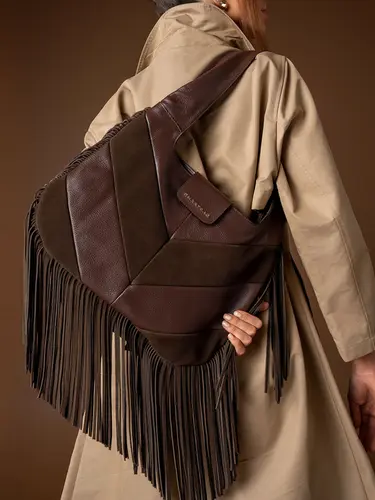 Bolsa Tiracolo Couro Camurça Marrom Grande 70059.26