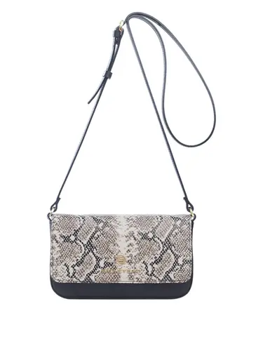 Bolsa Transversal Pequena Couro Snake Natural/Preto 70001.26