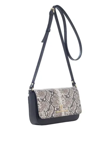 Bolsa Transversal Pequena Couro Snake Natural/Preto 70001.26