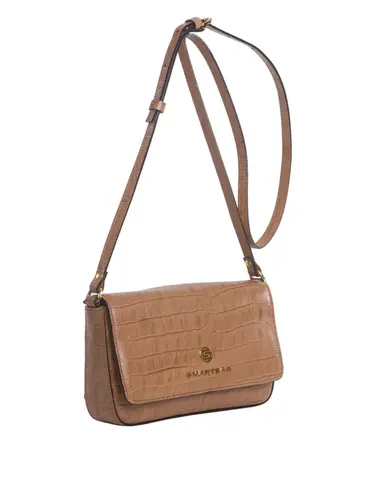 Bolsa Transversal Couro Croco Caramelo Pequena  78001.25