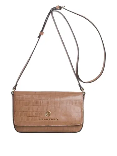 Bolsa Transversal Couro Croco Caramelo Pequena  78001.25