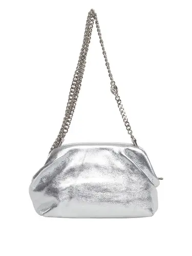 Bolsa Tiracolo Couro Metalizado Prata Pequena 78002.25