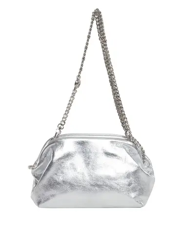 Bolsa Tiracolo Couro Metalizado Prata Pequena 78002.25