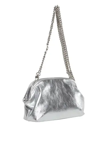 Bolsa Tiracolo Couro Metalizado Prata Pequena 78002.25