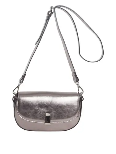 Bolsa Tiracolo Couro Metalizado Inox Media 78003.25