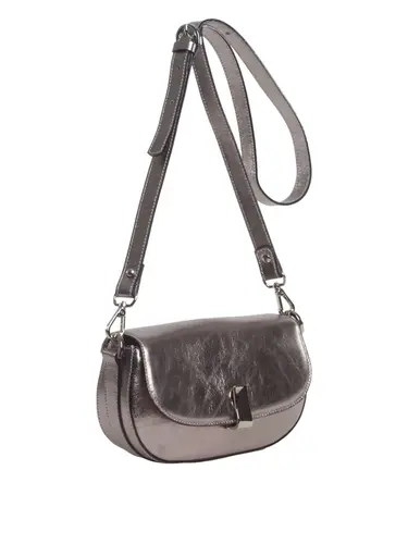 Bolsa Tiracolo Couro Metalizado Inox Media 78003.25