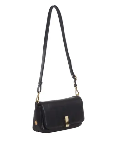 Bolsa Tiracolo Couro Preto Media 78005.25