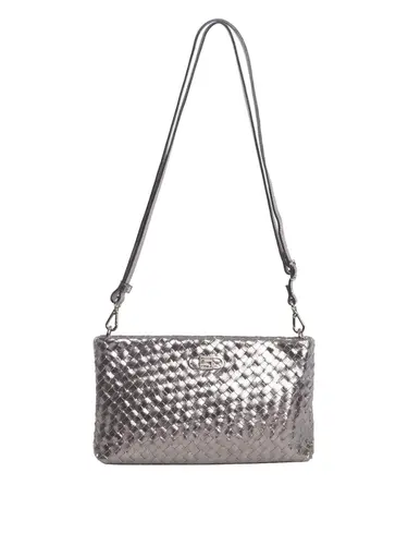 Bolsa Transversal Couro Tresse Metalizado Inox Pequena 78011.25