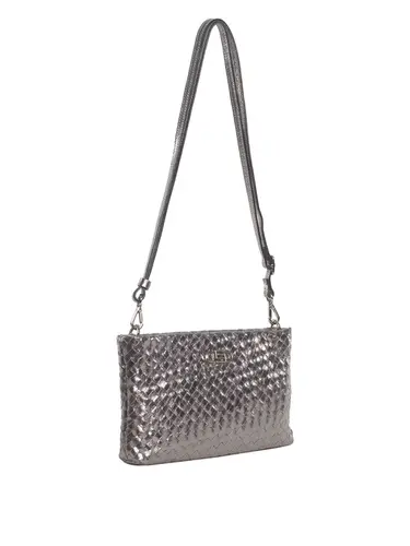 Bolsa Transversal Couro Tresse Metalizado Inox Pequena 78011.25