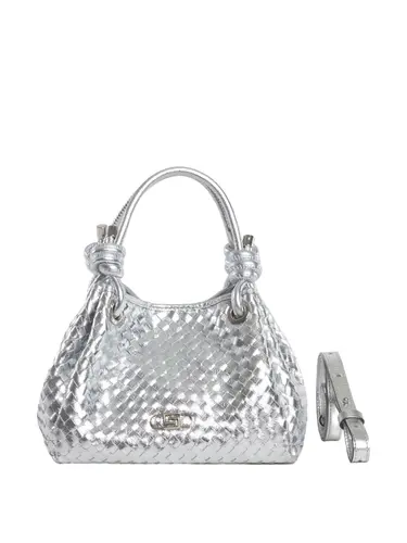 Bolsa Mao Couro Tresse Metalizado Prata Media 78014.25