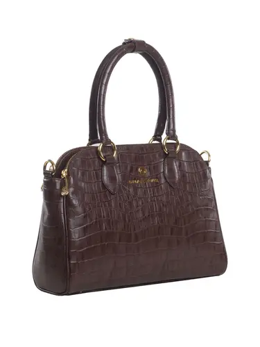 Bolsa Transversal Couro Croco Chocolate Media 78007.25