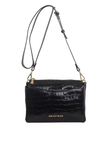 Bolsa Transversal Couro Croco Preto Pequena 78022.25