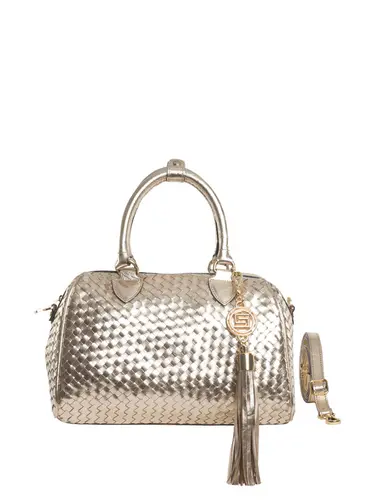 Bolsa Tote Couro Tresse Metalizado Ouro Media 78031.25