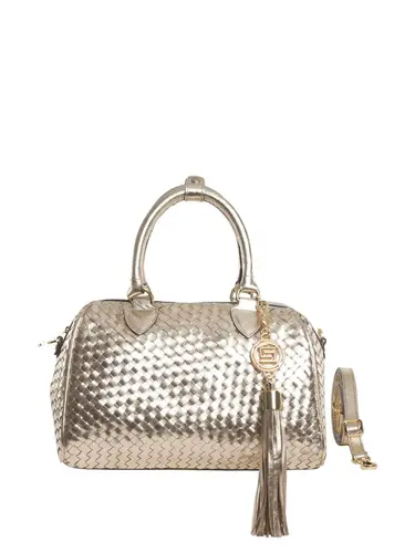 Bolsa Tote Couro Tresse Metalizado Ouro Media 78031.25
