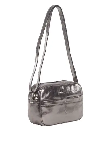 Bolsa Transversal Couro Metalizado Inox Media 78037.25