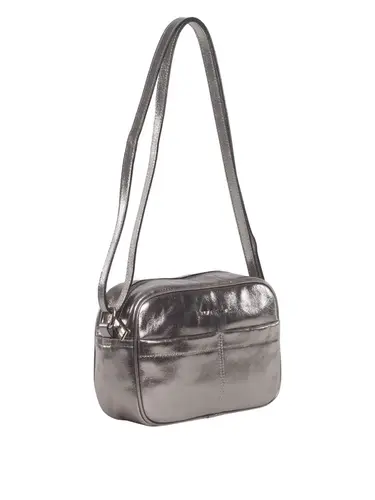 Bolsa Transversal Couro Metalizado Inox Media 78037.25