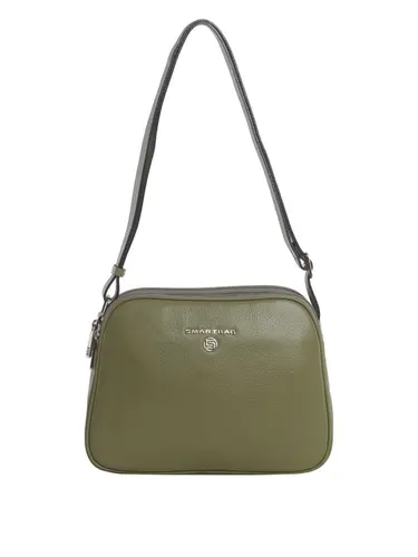 Bolsa Transversal Couro Oliva Media 78045.25