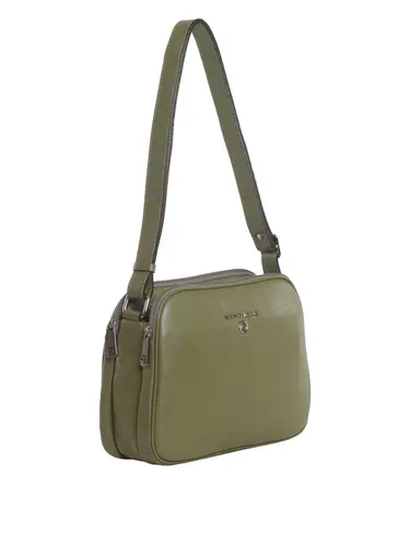 Bolsa Transversal Couro Oliva Media 78045.25