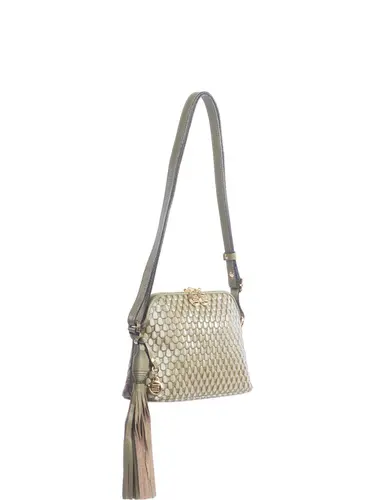 Bolsa Transversal Couro Drops Oliva Pequena 78060.25