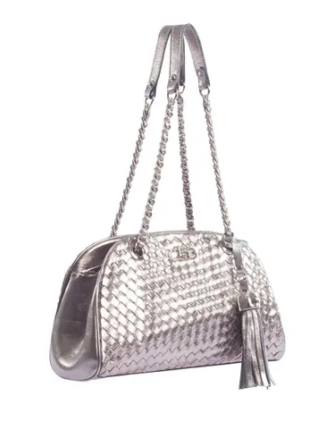 Bolsa Tiracolo Couro Tresse Metalizado Inox Media 78065.25