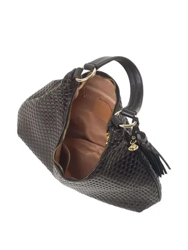 Bolsa Hobo Couro Drops Preto Grande 78063.25