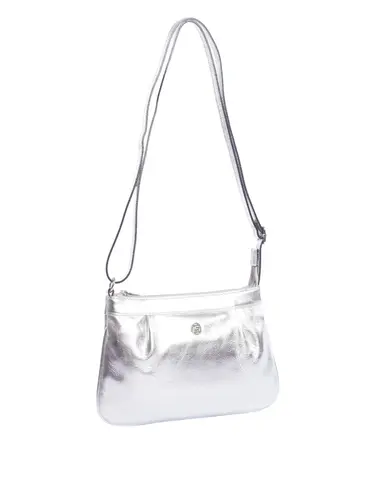 Bolsa Transversal Couro Prata Pequena 78082.25