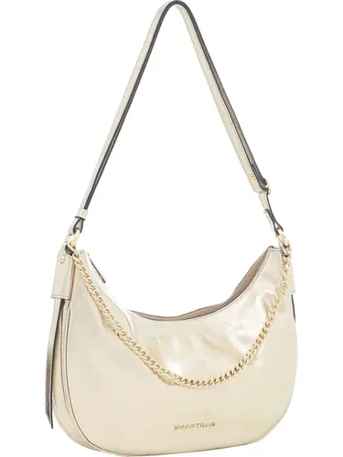 Bolsa Transversal Couro Metalizado Ouro Light Media 78069.25
