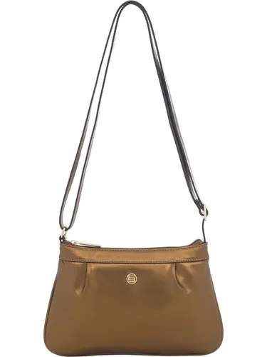 Bolsa Transversal Couro Metalizado Bronze Pequena 78082.25