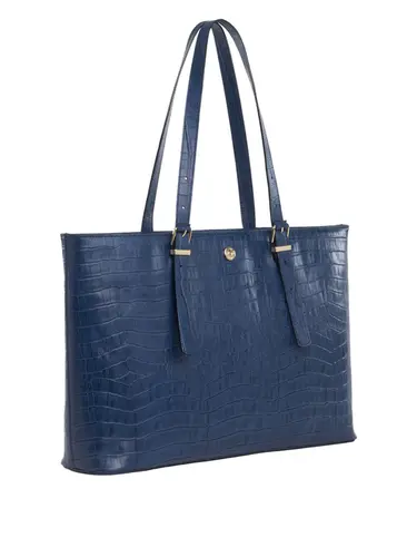 Bolsa Tiracolo Couro Croco Marinho Grande 70075.26