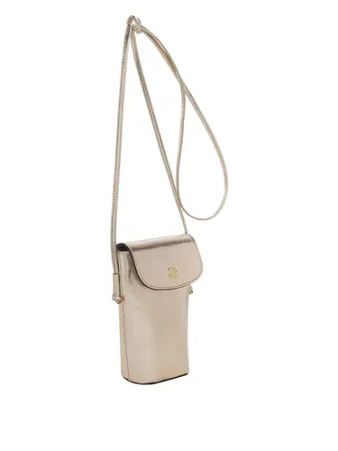 Bolsa Transversal Couro Pequena Metalizado Ouro Light  70074.26