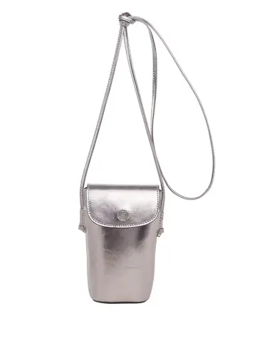 Bolsa Transversal Couro Pequena Metalizado Inox 70074.26