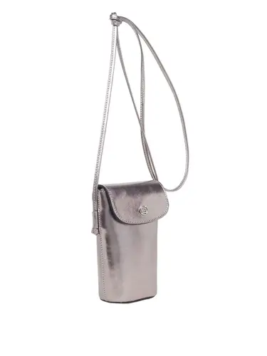 Bolsa Transversal Couro Pequena Metalizado Inox 70074.26