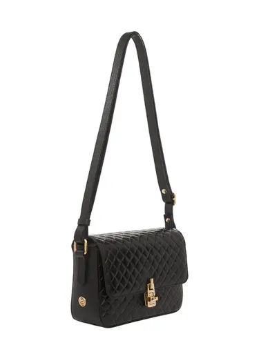 Bolsa Tiracolo Couro Tramado Preto Media 79026.26