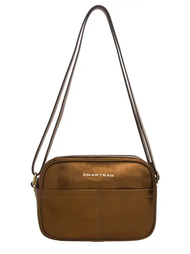 Bolsa Transversal Couro Metalizado Bronze Media 79037.26