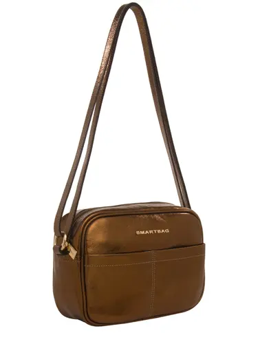 Bolsa Transversal Couro Metalizado Bronze Media 79037.26