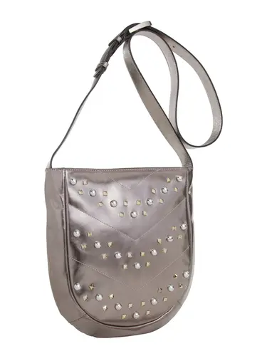 Bolsa Transversal Couro Metalizado Inox Media 79041.26