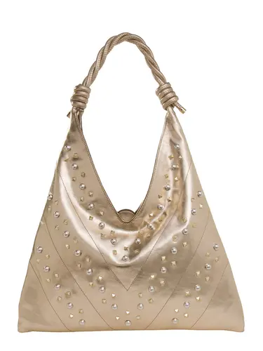Bolsa Tiracolo Couro Metalizado Ouro Grande 79040.26