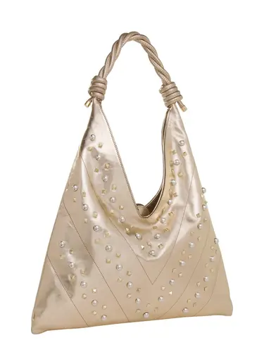 Bolsa Tiracolo Couro Metalizado Ouro Grande 79040.26