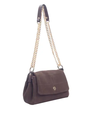 Bolsa Tiracolo Pequena Couro Camurça Marrom 70009.26