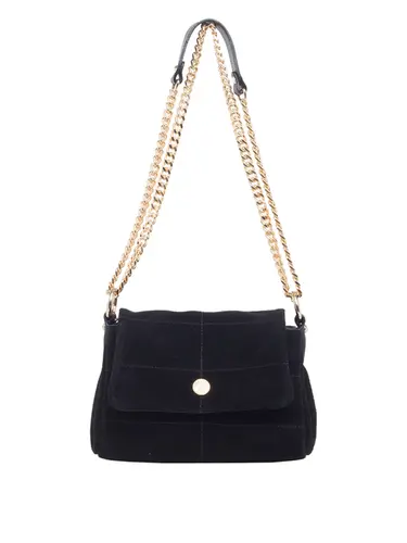 Bolsa Tiracolo Pequena Couro Camurça Preto 70009.26