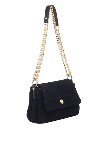Bolsa Tiracolo Pequena Couro Camurça Preto 70009.26