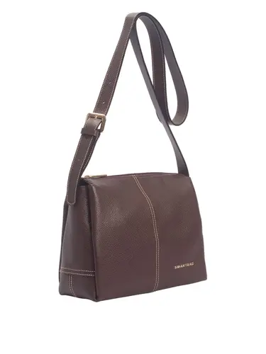 Bolsa Transversal Couro Marrom  Médio 70023.26