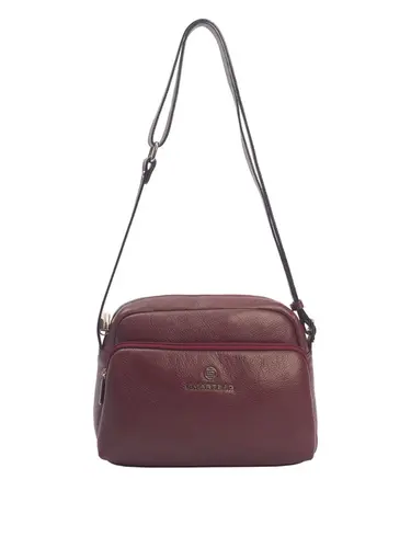 Bolsa Transversal Media Couro Bordo 70027.26